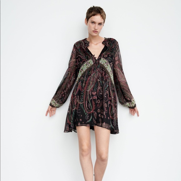 Zara Flowy Printed Dress Zara Floral Dress Zara Floaty Dress Women's Dresses  Flowy